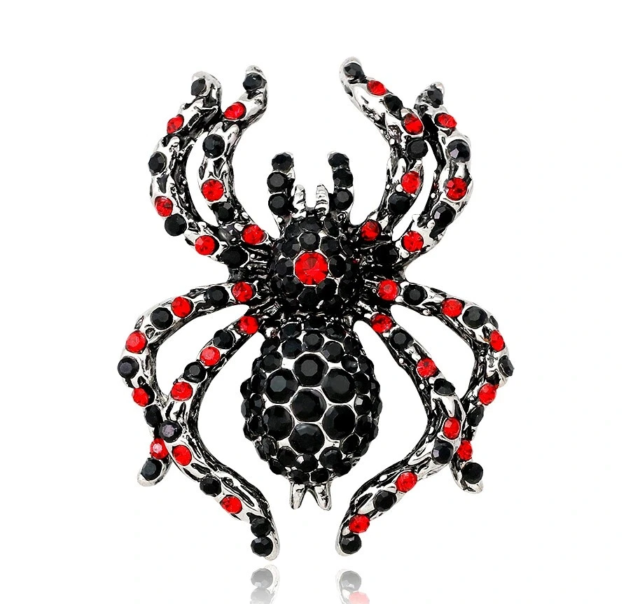 Spilla Ragno Con Cristalli Viola - Accessorio Gioiello Animali E Insetti