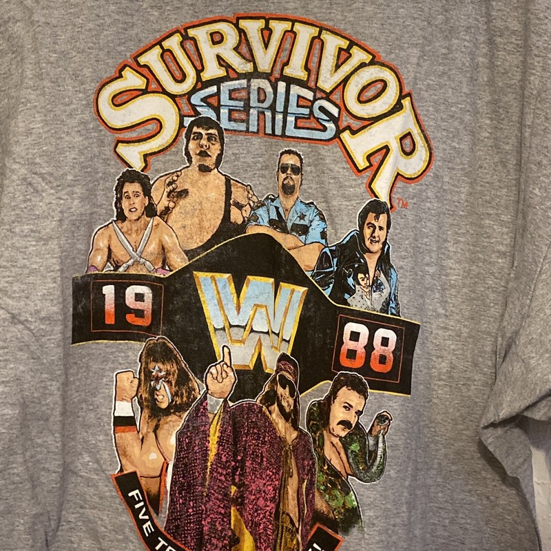WWE Survivor Series 1988 André the Giant Macho Man Barber Grey New T-Shirt XL