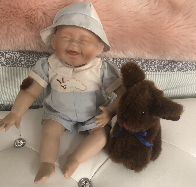 Little Giggling Boy Porcelain Collector Doll By Kathy Hippensteel