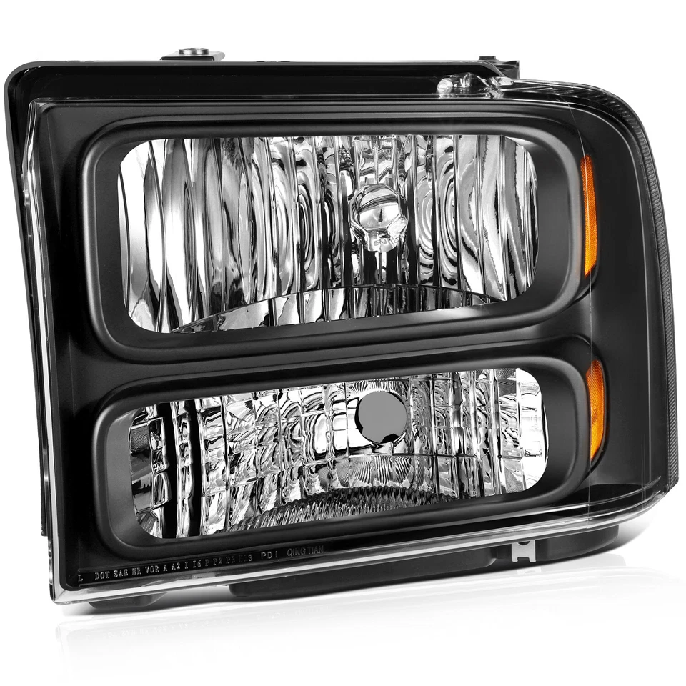 Conjunto de faros negros lado conductor y pasajero para Ford F250-F450 2005-2007 Foto 2 de 4