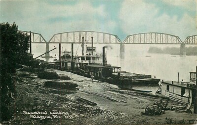 Postcard Steamboat Landing at Glasgow, Missouri - C U Williams Photoette