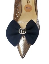 Black Color Bow with Charm Shoe Clips, Shoe Clips 2pcs