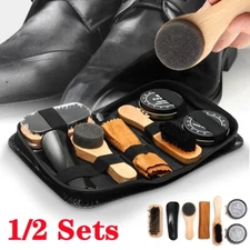 Shoe Cleaning Brushes Tools Kit Polish Boot High Heeled Leather Shine Care Case