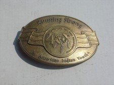 Vintage Belt Buckle Running Strong American Indian Youth Billy Mills Gold Medal