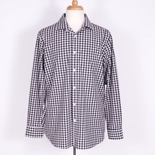 Mizzen Main Dark Purple Check Plaid Button Up Trim Fit Dress Shirt - SZ XL