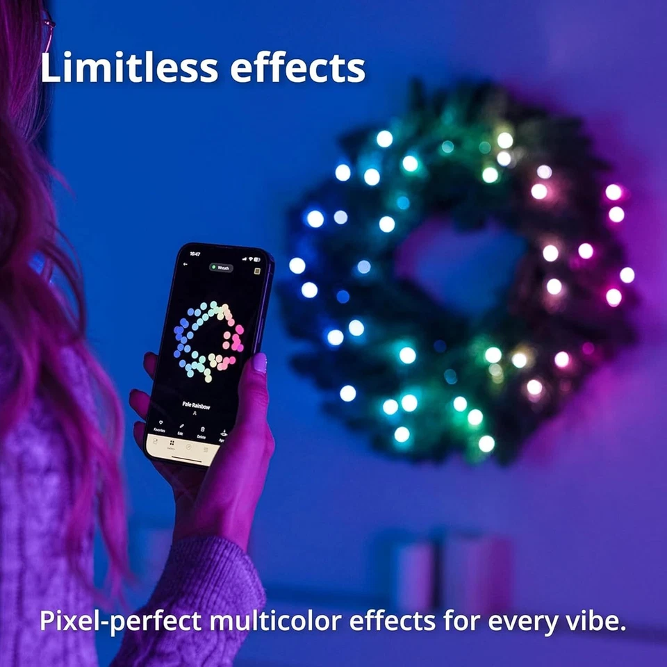 Corona Twinkly Pre-Iluminada - Corona de Navidad LED Controlada por Aplicación Ecomm-Caja Abierta Foto 4 de 4