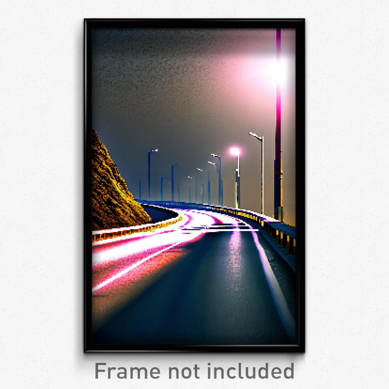 Pixel Art Poster - Monumental Road (8 Bit Psychedelic Trippy Video Game Print)