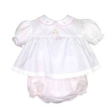 Pink and White Embroidered Giraffe Diaper Set with Hat Newborn 3 6 Months