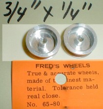 1 Pair Alum Wheels 1/32 by Fred's 3/4" X 1/4" NOS 5:40 for all 1/8" Axles 65-80