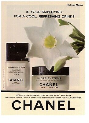 Vintage Print Ad Chanel 1989 Skincare Neiman Marcus Cool Refreshing