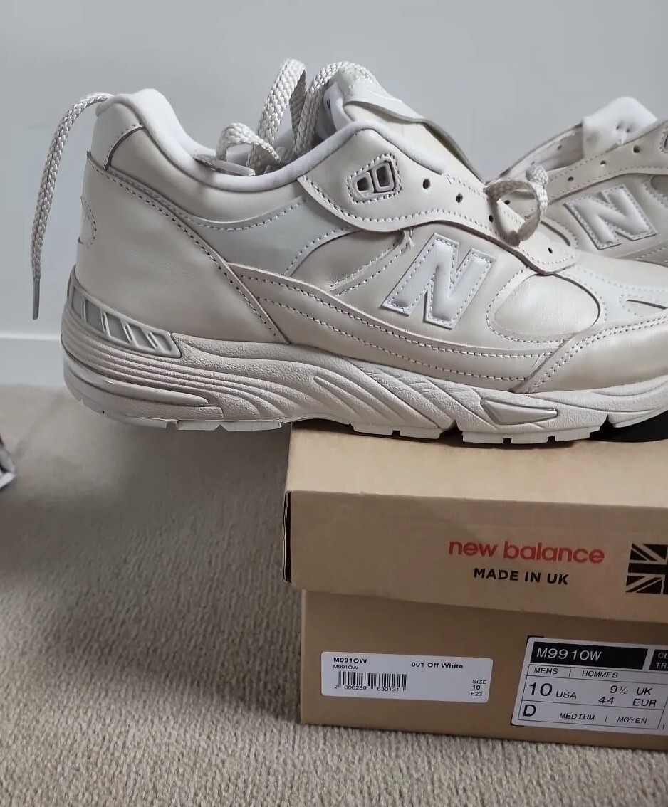 Rare Made In UK New Balance 991 M991OW 10 White Grey Beige 