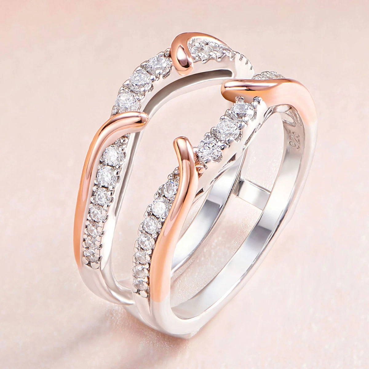 CZ Triple Spacer Ring Wrap Rose Gold