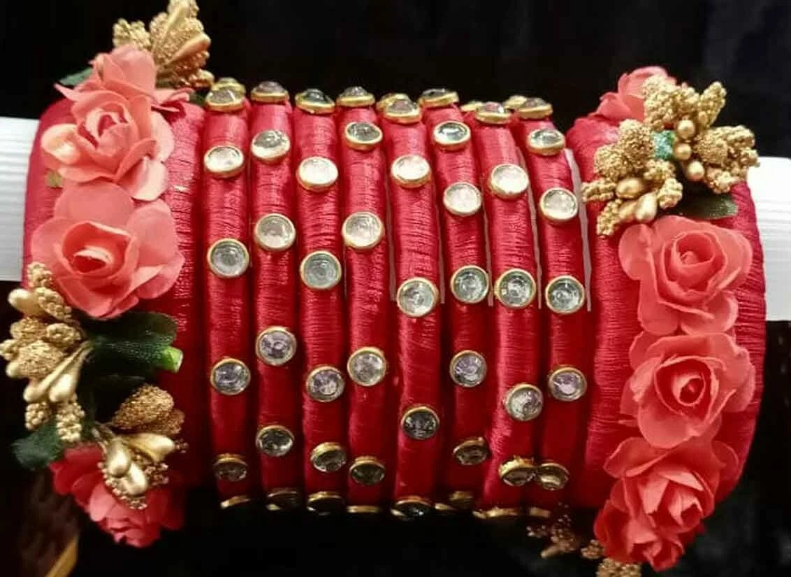 Silk thread flower bangles deals