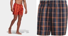 Image of NEW BOYS ADIDAS CHECK MICROFIBRE SWIM SHORTS - NET LINED - 2 COLOURS - DY6398