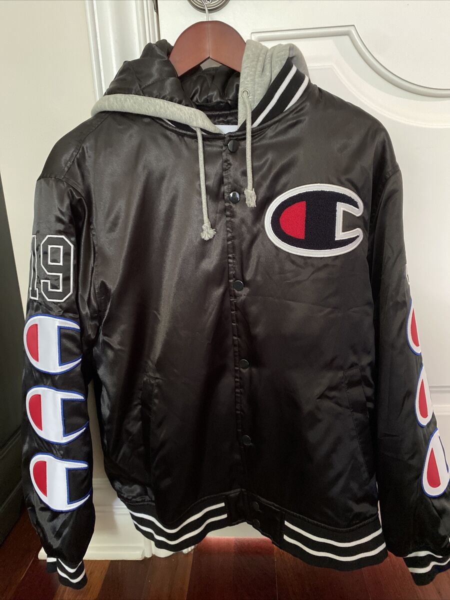 Goneryl Kinderen bitter Supreme Champion Hooded Satin Varsity Jacket - Size M - Black | eBay