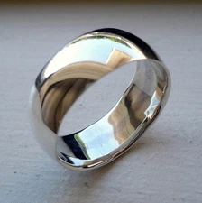 8mm 925 STERLING SILVER MANS WEDDING BAND RING SIZES 5-14 FREE ENGRAVING