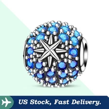 KUNSIR 925 Sterling Silver Blue AAA CZ Charm For Bracelet or Necklace Pendant