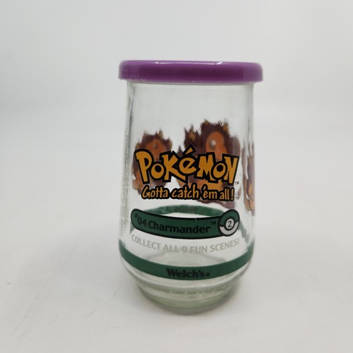 Vtg Welch's 1999 Nintendo Pokemon #4 Charmander Collectible Jelly Jar w/Lid