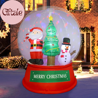 6Ft Giant Inflatable Christmas Snow Globe with LED Lights & Swirling Snow, Festi