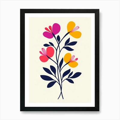 Blumen auf einem Ast Kunstdruck gerahmt Wandbild Poster Leinwanddruck Bild
