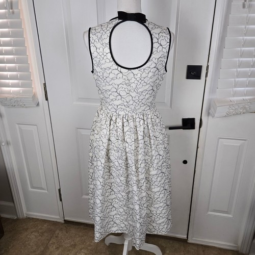 Kate Spade New York Rena Kleid Größe 8 ärmellos schwarz weiß Blumen Spitze Midi - Bild 2 von 17