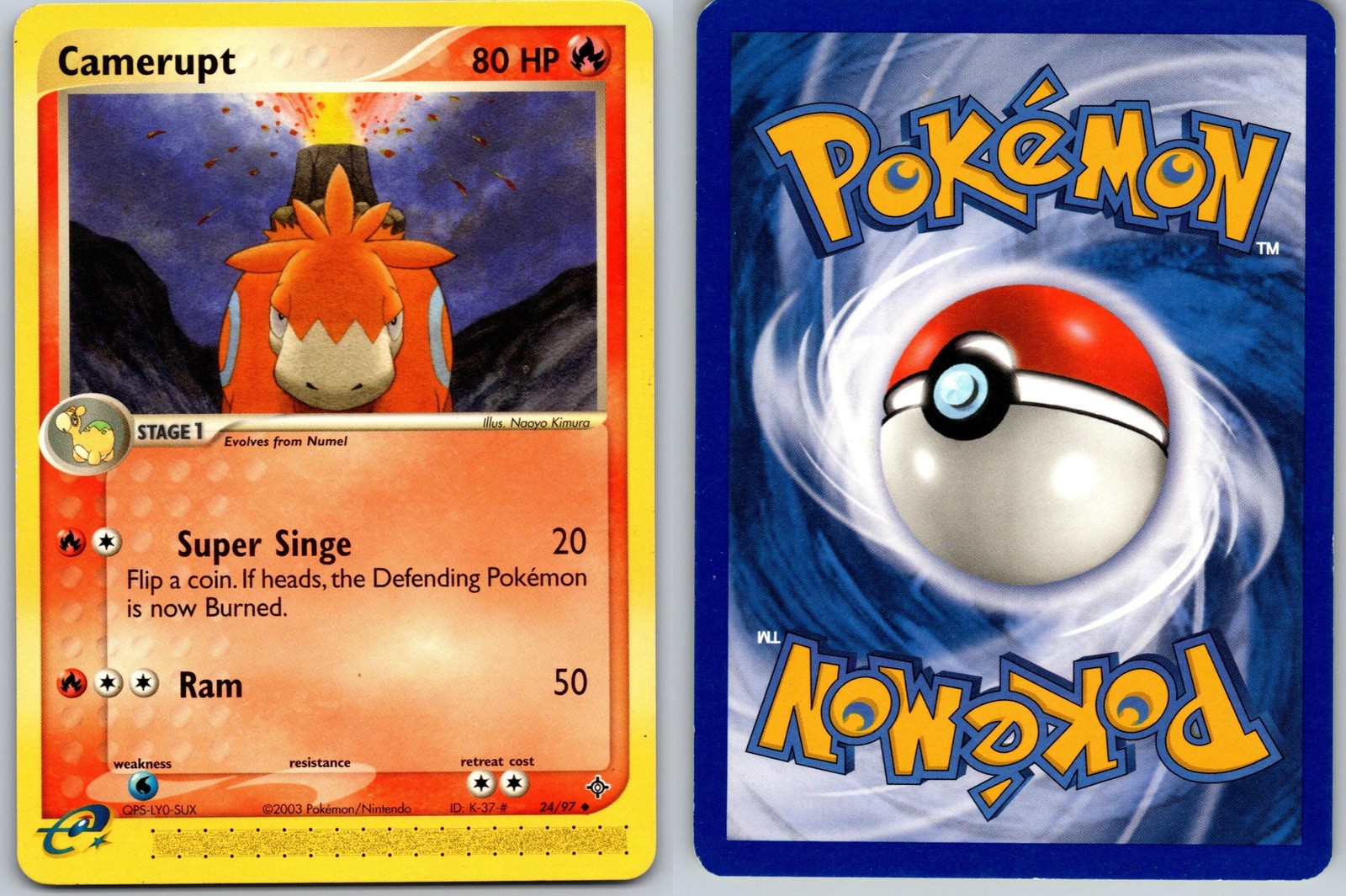 CAMERUPT POKEMON DRAGON 24/97 UNCOMMON LP