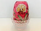 Fenton Glass "Pansies on Cranberry" Fairy Lamp - Lovely