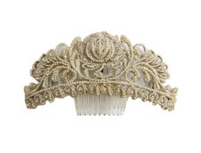 Antique Victorian Seed Pearl Hair Comb Intricate Floral Design