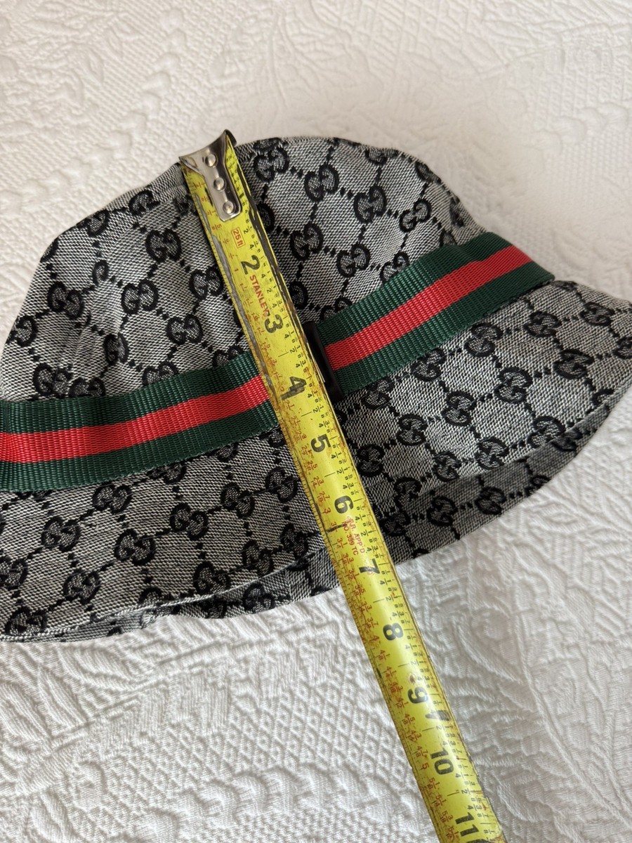 Gucci Black GG Monogram Bucket Hat with Green & Red Web Stripe Gucci GG Canvas Black Bucket Hat Web Stripe Leather Tab Made  main image 4