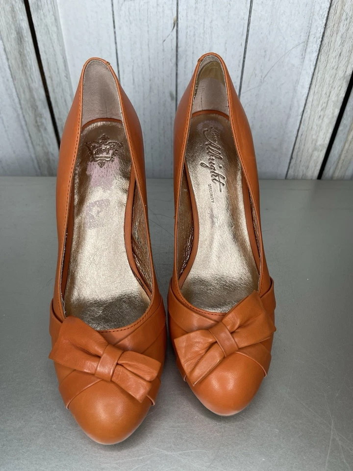 Miss Albright Anthropologie Bow Pump Heels Orange Size 8.5 - Image 2 of 4
