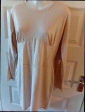 Missguided womens Beige Long Sleeve bodycon Mini Dress – UK 16 (EUR 44 / US 12)