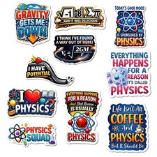 10pcs Physics Stickers Gifts for Physics Students Teachers Scientists Multiple D