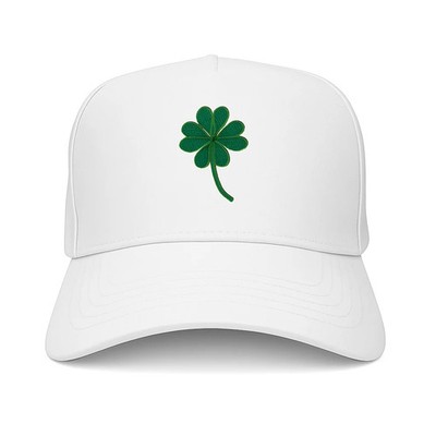 5 Leaf Clover White Performance Snapback St Patricks Day Embroidered Mad Capper