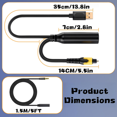 192Khz DAC Optical to 3.5Mm Female Converter,Optical Audio Cable