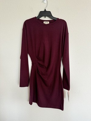 NWT Open Edit Side Ruched Long Sleeve Mini Dress Size XS Casual Officewear