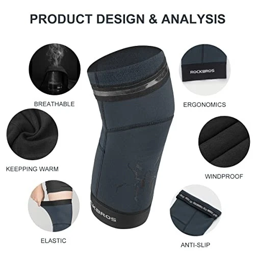 Knee Warmer for Men Thermal Leg Warmer Knee Brace Anti Small/Medium Blue Black - Image 2 of 4
