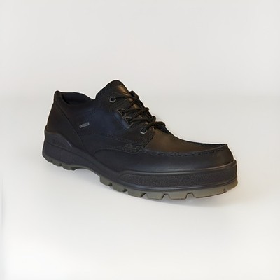 Ecco Track 25 Shoes Men 12-12.5/46 Black Leather GoreTex Lug Moc Toe Waterproof