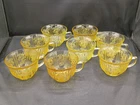 Vintage Cabbage Rose Yellow Depression Glass Tea Cups Lot Of 8