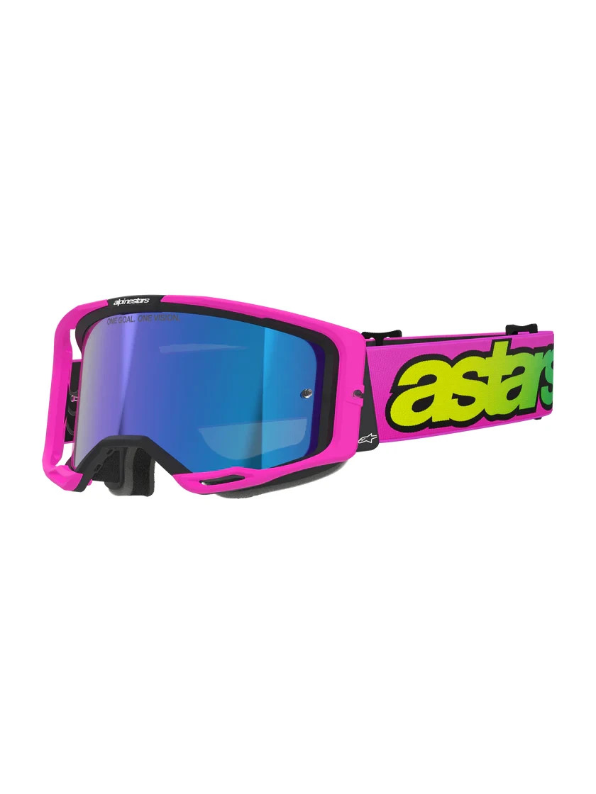 Alpinestars MX | MTB Vision 8 Goggles VISTA (Pink Fluo/Yellow Fluo) Mirror Blue - Image 5