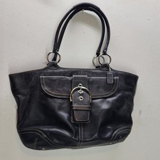 COACH Black Leather No. L05S-5770 Shopping Business Travel Diaper Baby Bag Tote