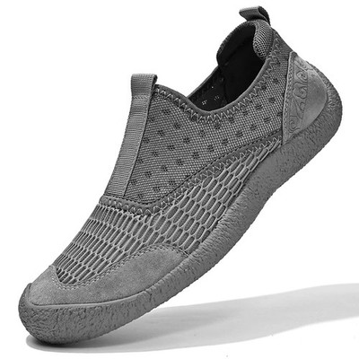 Men's Handmade Comfort Genuine Leather Shoes Mesh Breathable Upper Walking Shoes