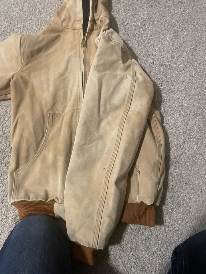 Carhartt YYJ158 BRN 棕色鸭子连帽全拉链夹克青少年尺寸 L XL 14/16) — 第 4/4 张图片