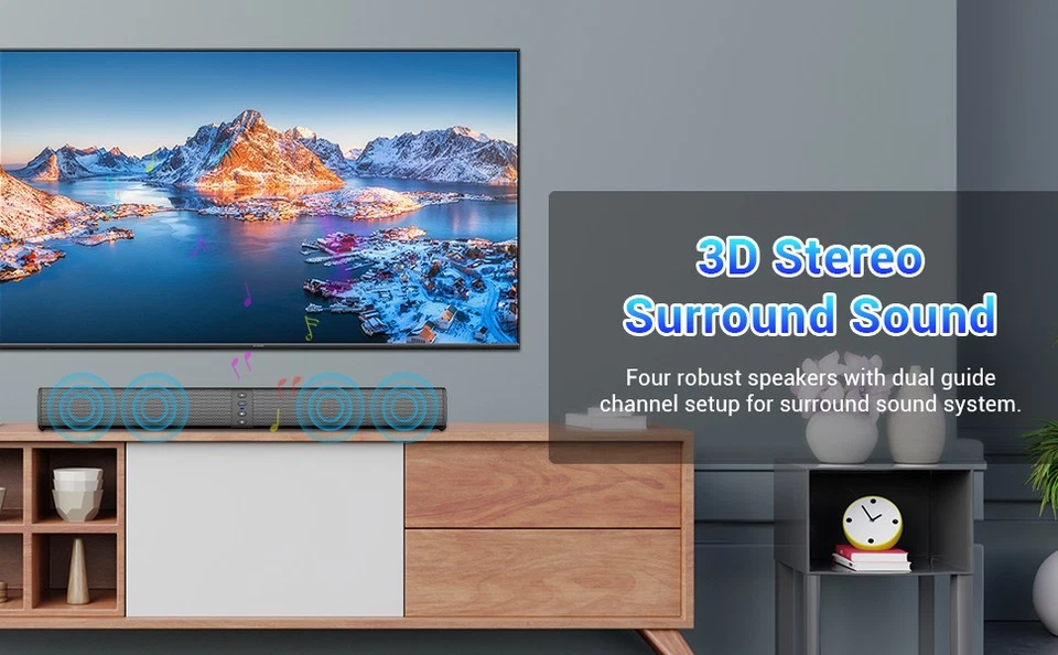 2-in-1 Detachable Soundbar Home Theater TV Speaker Bass HDMI RCA/TWS/AUX /FM - Image 3 of 4