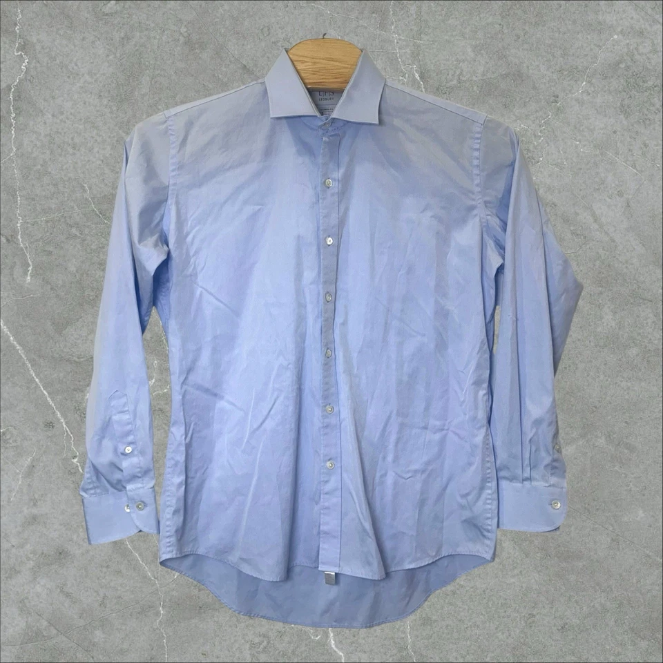 Ledbury 定制版型长袖牛津纽扣正装衬衫男式 17 XL 蓝色 — 第 2/4 张图片