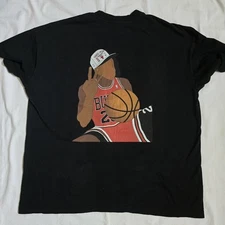LA Apparel Graphic T-Shirt Men Sz 2XL Jordan Chicago Bulls Black Cotton USA Y2k