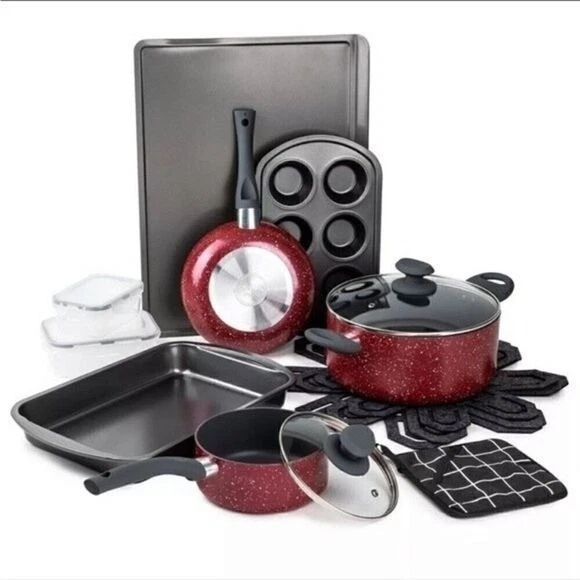 NEW Brooklyn 16 piece NONSTICK COOKWARE & BAKEWARE SET, PAN MUFFIN pot