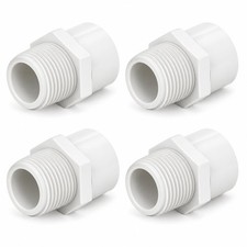 Sevenjungle 1-1/2 Inch PVC Male Adapter, 4 Pack, NPT Inch, White