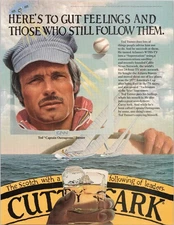 Cutty Sark 1981 Vintage Print Ad Ted Turner Sailing Scotch Whisky