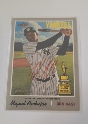 #14/70 2019 Topps Heritage High Number Real One Auto Miguel Andujar #ROA-MA Red 
