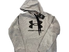 Under Armour Women medium Steel Heather UA Rival Logo Pullover Hoodie NWT